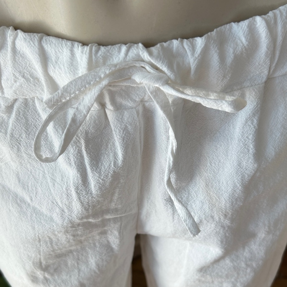 White linen & cotton white Beach Ankle-Length Women's Pants size XL New W Tag - Picture 4 of 16